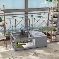 Casetta per Tartarughe con 2 Spazi, Gabbie per Piccoli Animali, in Legno Massello, 91 x 60,5 x 32 cm, Grigio