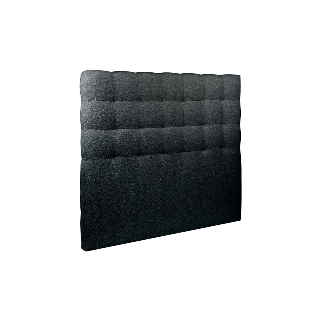 Testiera in tessuto bouclé nero imbottita L200 cm