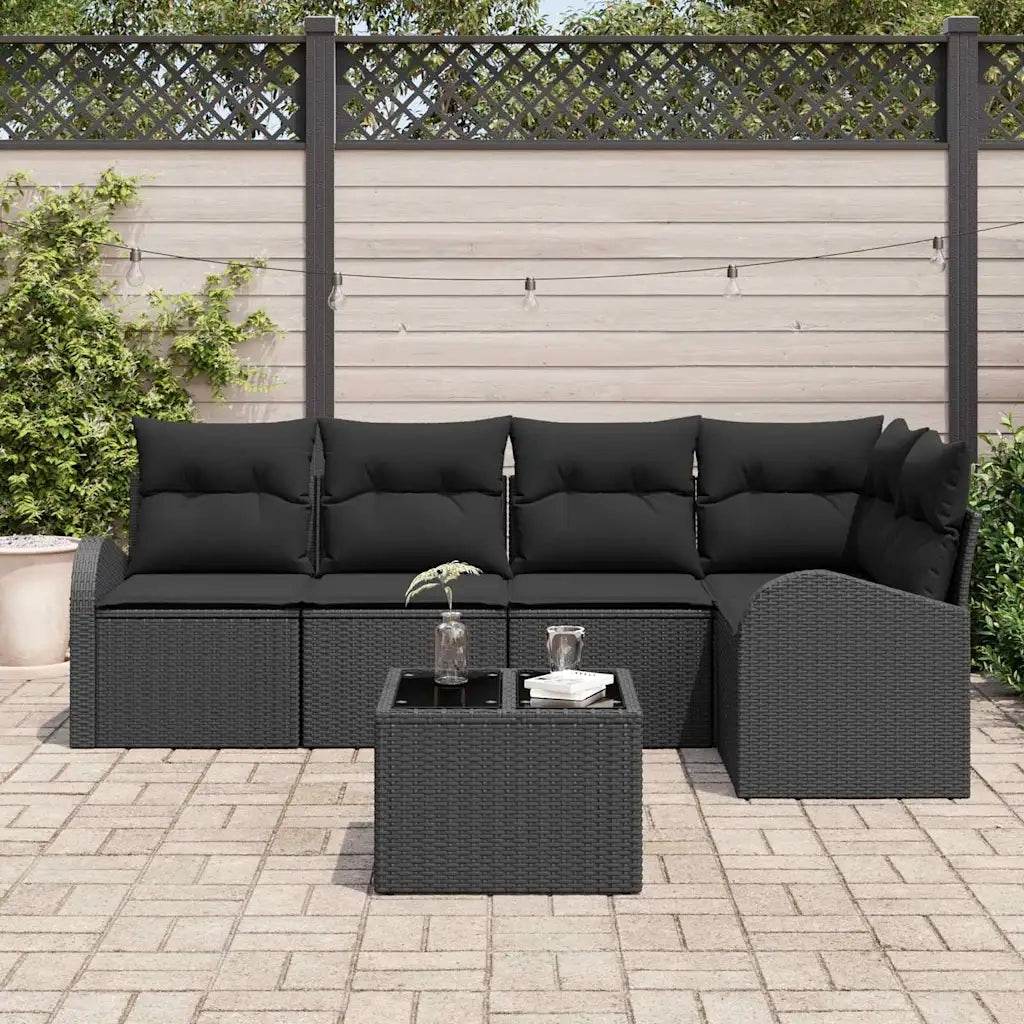 Set Divano da Giardino con cuscino 6 pcs Nero polyrattan 3354722