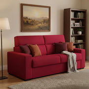 Sonico, Divano Letto 2 Posti Sfoderabile Made in Italy, 200x95 cm Rosso