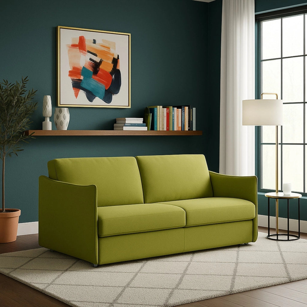 Severo, Divano Fisso 3 Posti Sfoderabile Made in Italy, 200x95 cm Verde