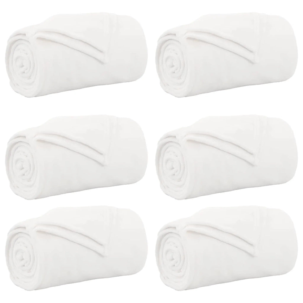 Coperte da Pile 6 pcs Bianco 220 x 240 cm Panno