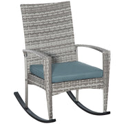 Sedia a dondolo in polyrattan e metallo con cuscino ¨C Xylo ¨C Grigio 66x88x98 cm