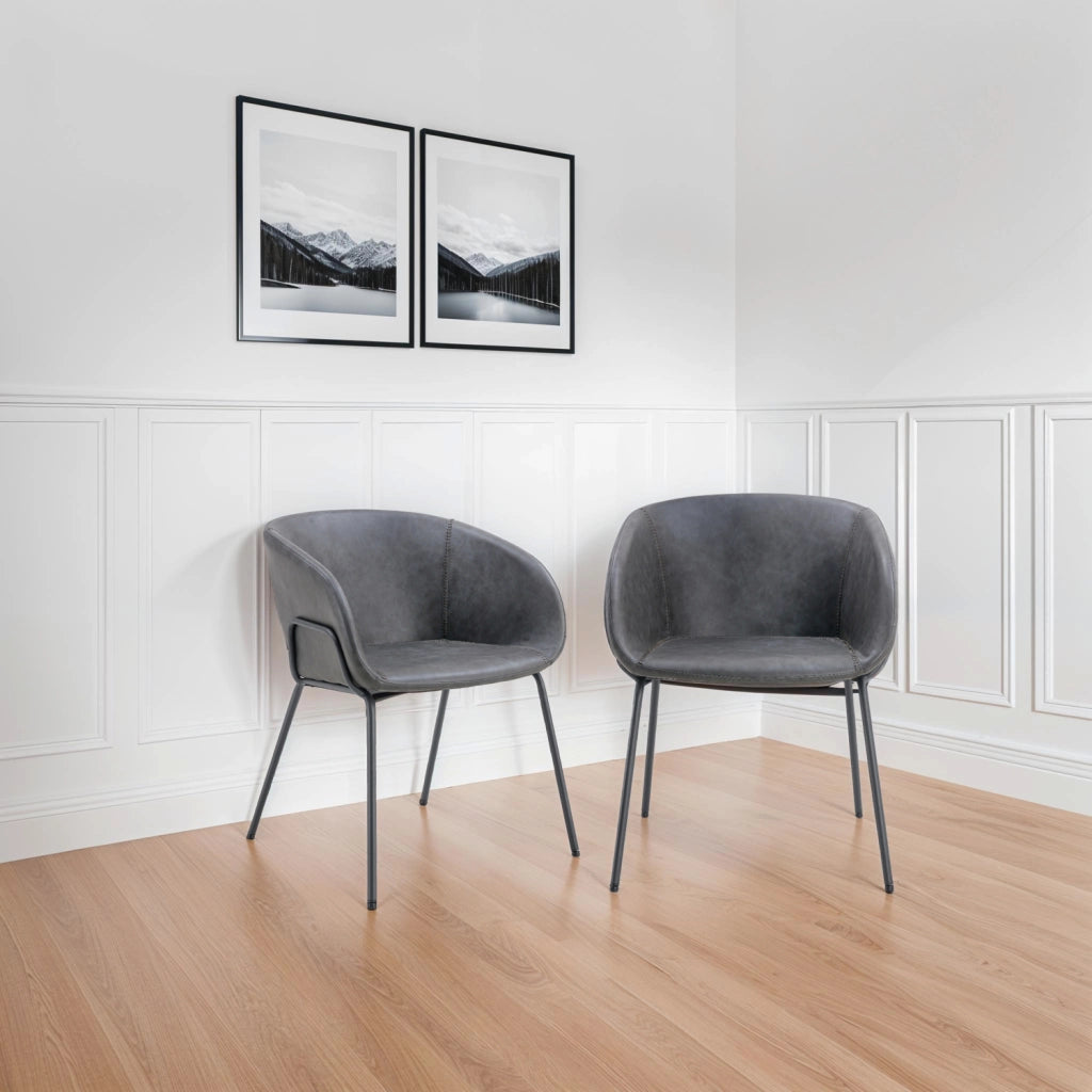 Set di 2 sedie in similpelle grigio scuro ANDRÉ