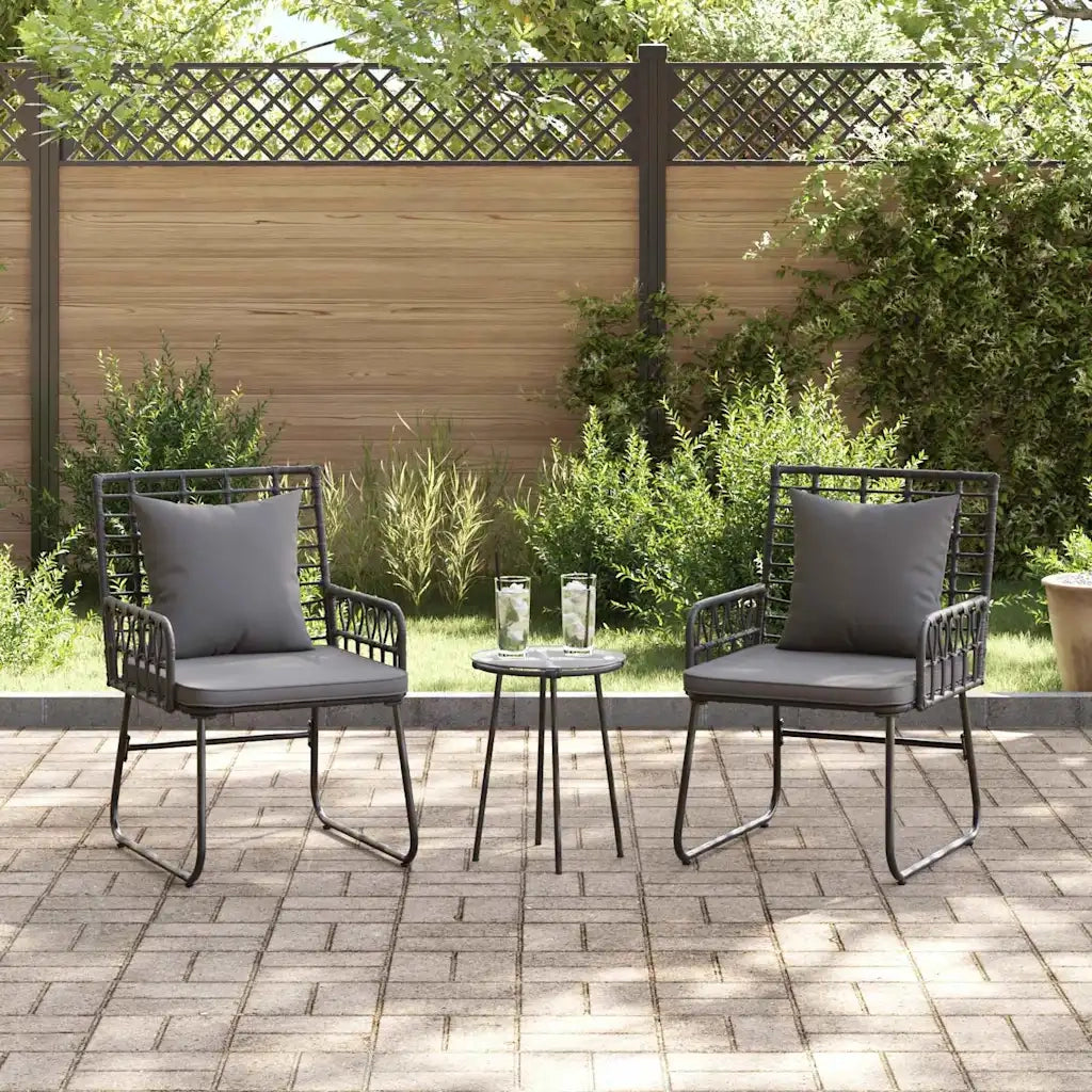 Set da Pranzo per Giardino 3 pcs Nero e antracite polyrattan 42010350