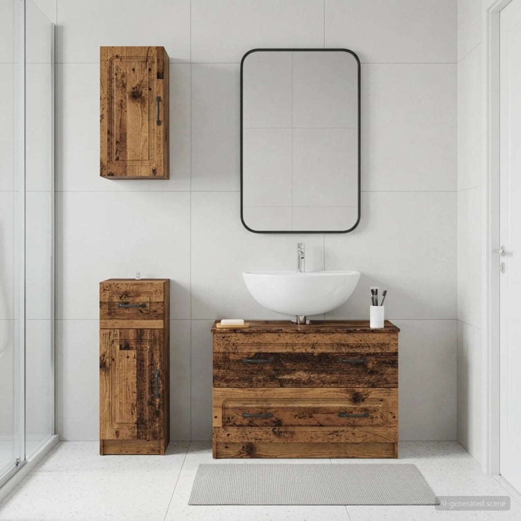 Set di armadietti da bagno in 3 pezzi UTRECHT Legno antico 3417817