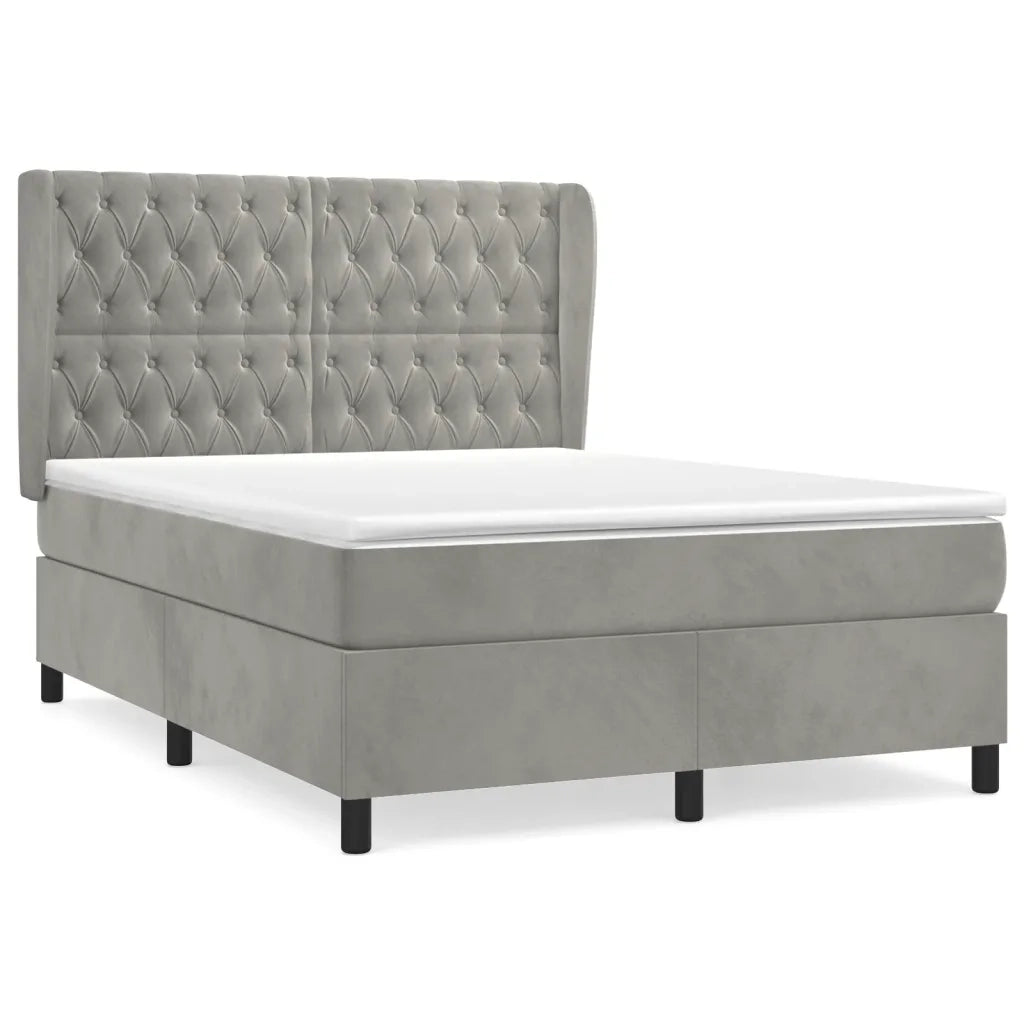 Giroletto a Molle con Materasso Grigio Chiaro 140x200cm Velluto 3129393