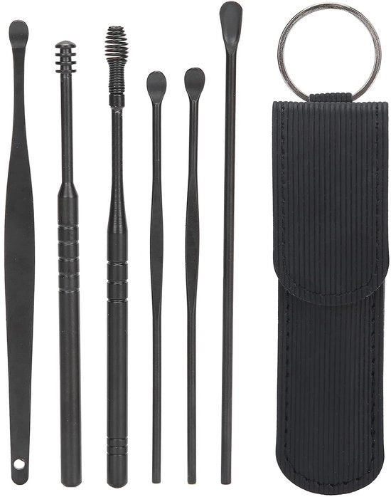 Set per rimozione cerume professionale - Rimozione cerume - Acciaio inossidabile - Contenitore portatile - Disegno a spirale - Duraturo e facile da pulire - Pulitore orecchio