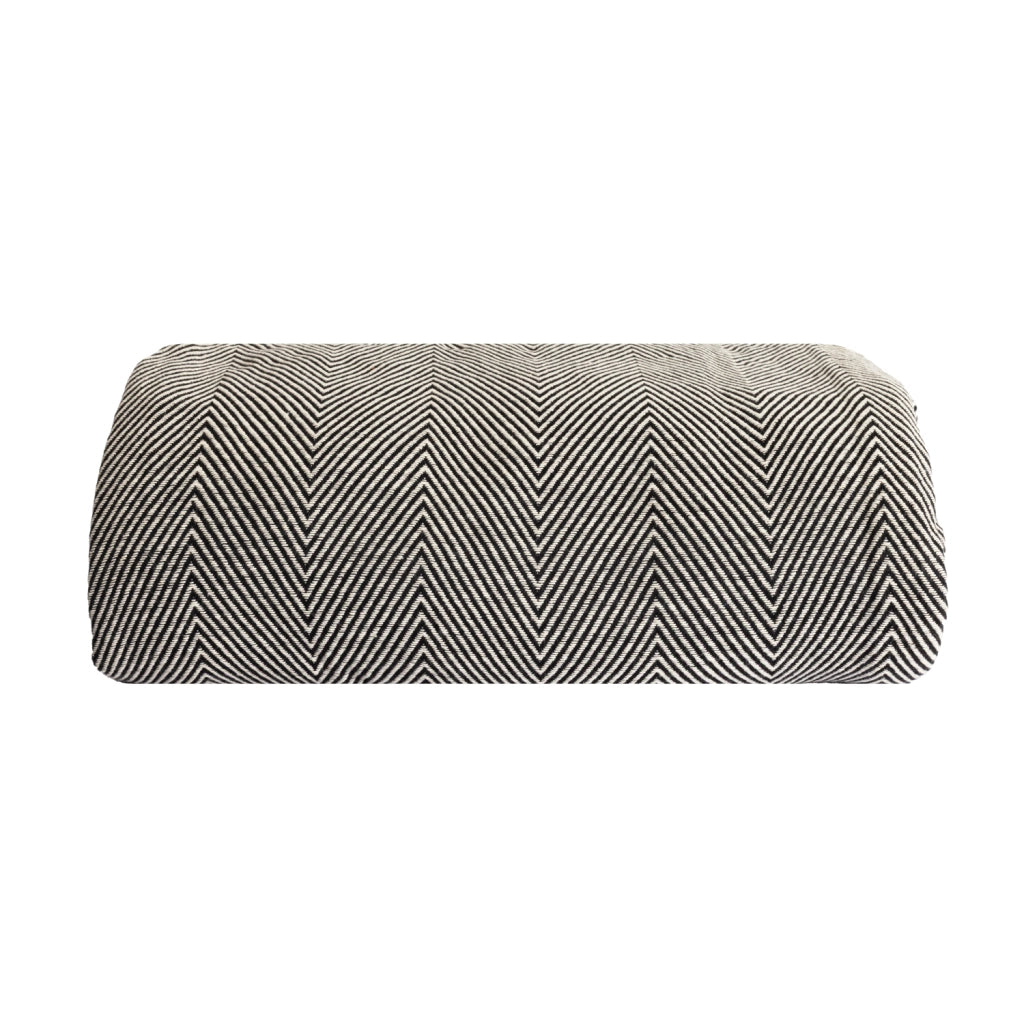 100% cotone plaid nero con frange 130x170cm ZIGGY