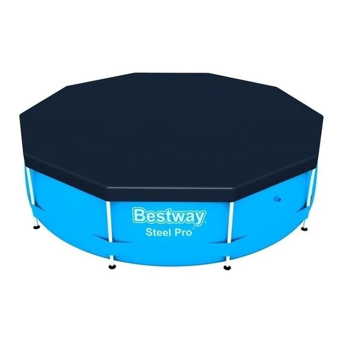 Bestway 58036 Flowclear Telo Copertura per Piscina Rotonda 305 cm compatibile Steel Pro e Steel Pro MAX colore Grigio