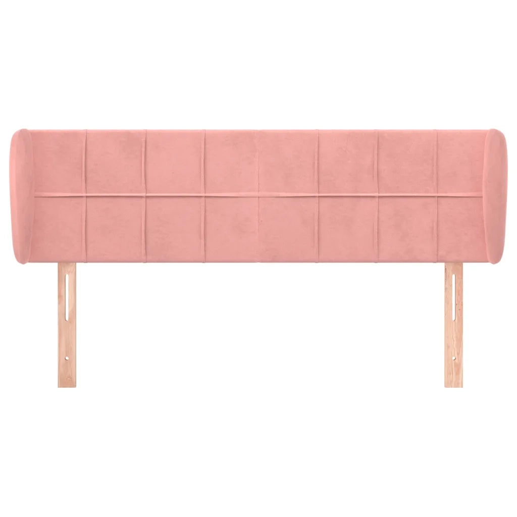 Testiera | Testata ad Orecchio Rosa 147x23x78/88 cm in Velluto