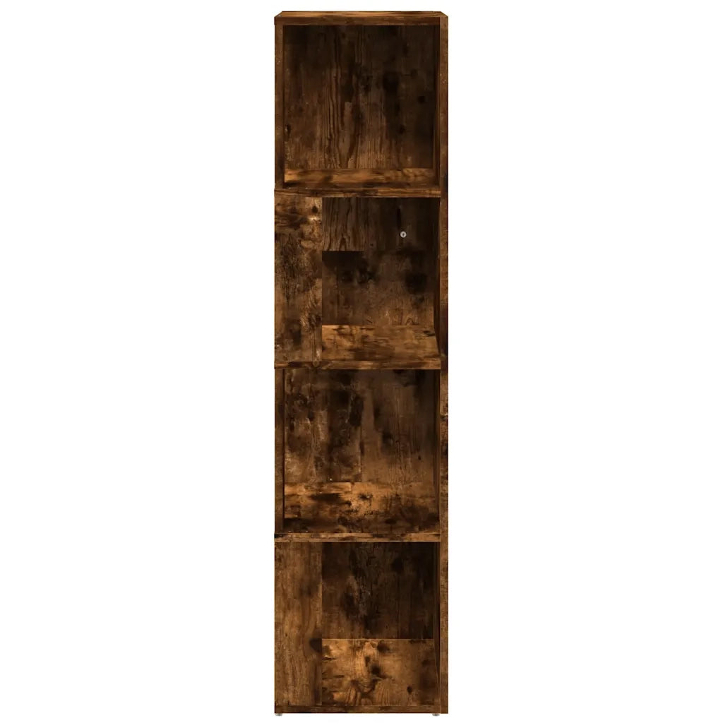 Mobile angolare moderno contenitore compatto 33 x 33 x 132 cm legno composito finitura rovere affumicato 02_0048262