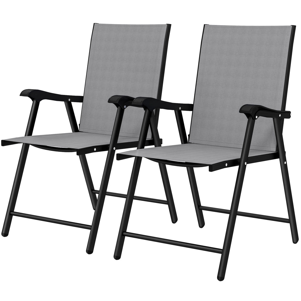 Set di 2 Sedie Pieghevoli con Schienale e Braccioli ¨C Minimal ¨C Grigio Chiaro