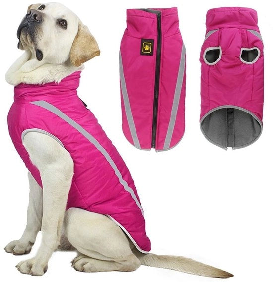Giubbotto Impermeabile per Cani - Giubbotto Caldo per Inverno - Abbigliamento Riflettente - Cerniera Regolabile - Adatto a Cani Piccoli/Medie Taglie - Tela di Alta Qualità - Giubbotto per Animali da Compagnia