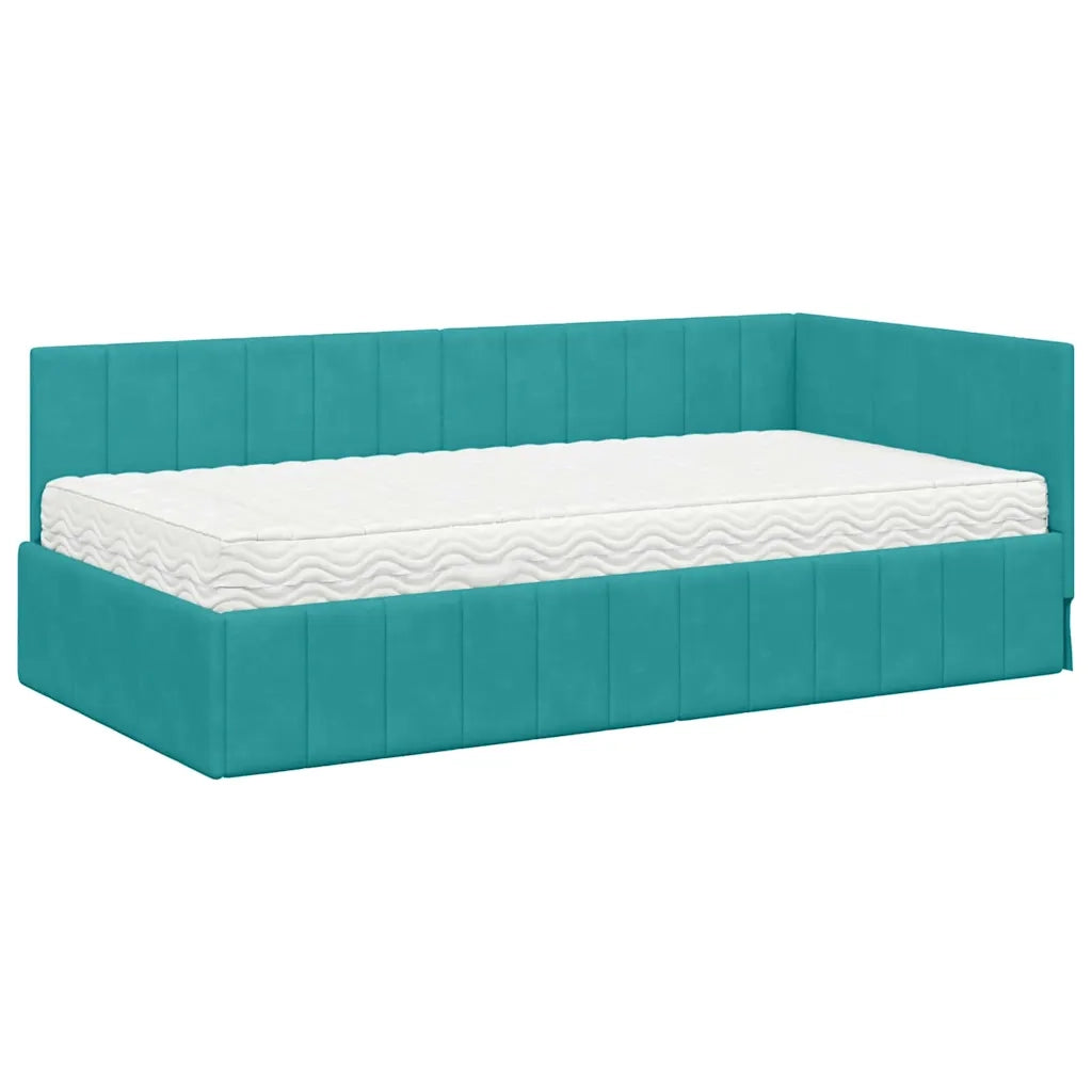 Struttura Letto Angolare con Materasso 2 pcs Turchese Velluto 3393876