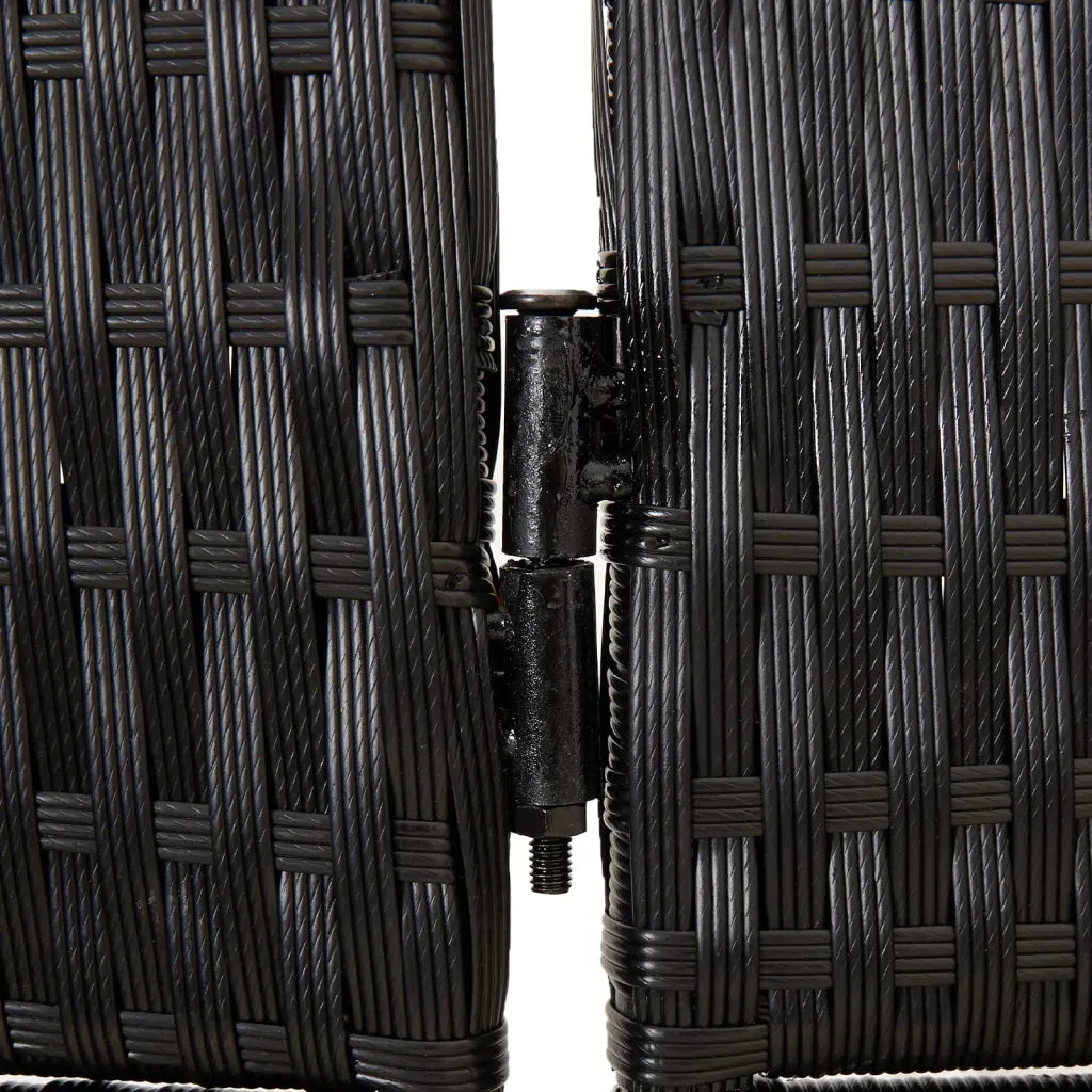 Divisorio per Ambienti | Divider per stanze | Paravento a 6 Pannelli Nero in Polyrattan