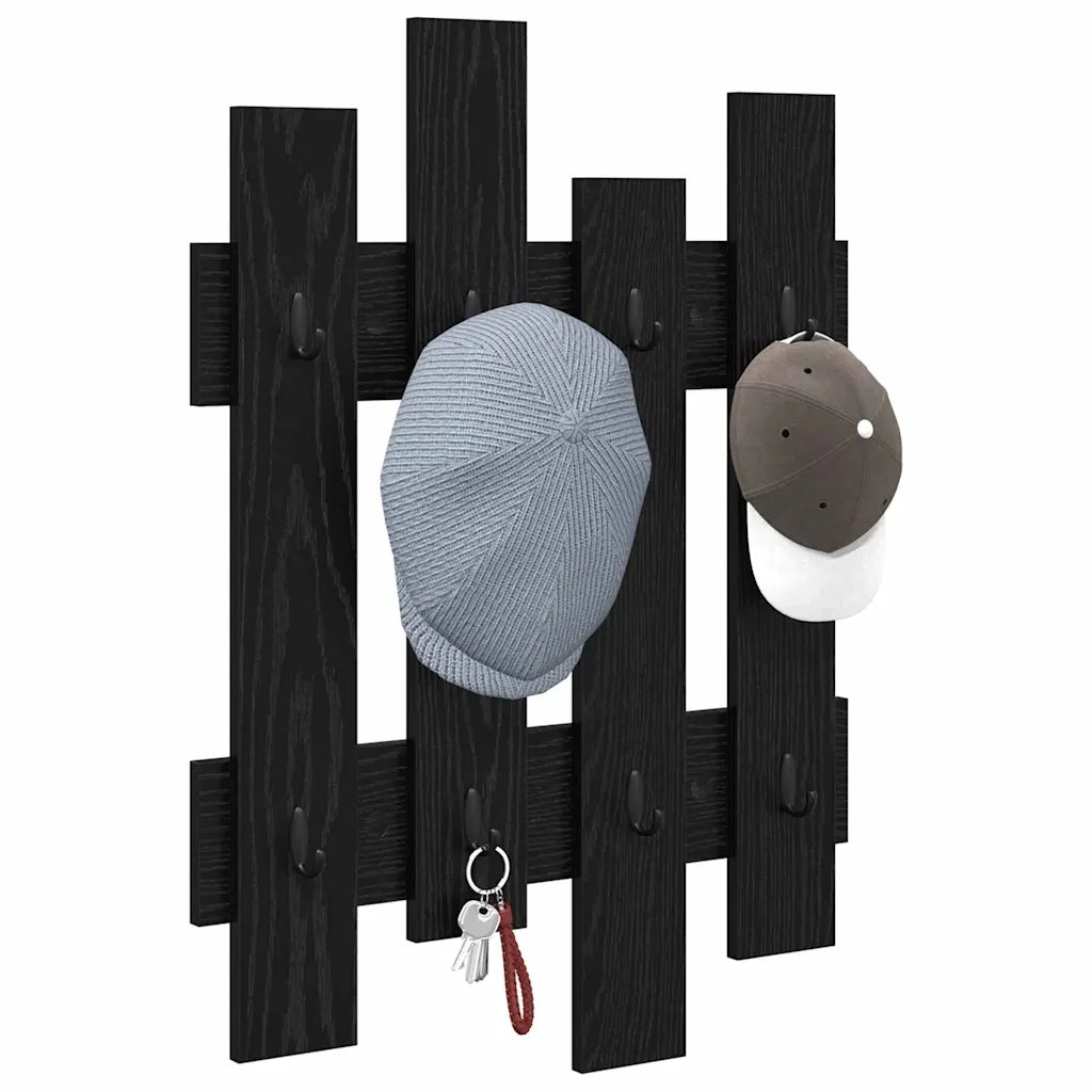 Appendiabiti a muro A parete Rovere Nero 60 x 3 x 82 cm 874476