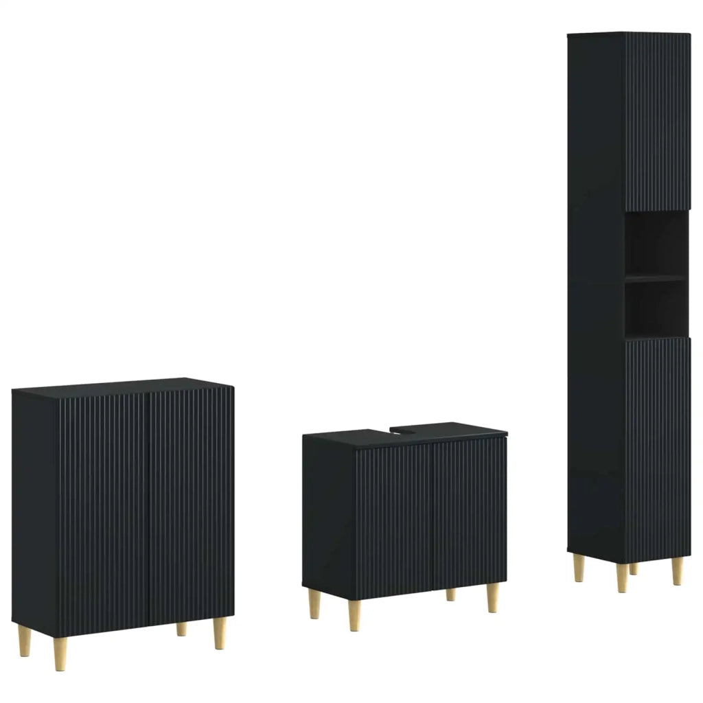 Set di armadietti da bagno in 3 pezzi ARNHEM Nero 3417442