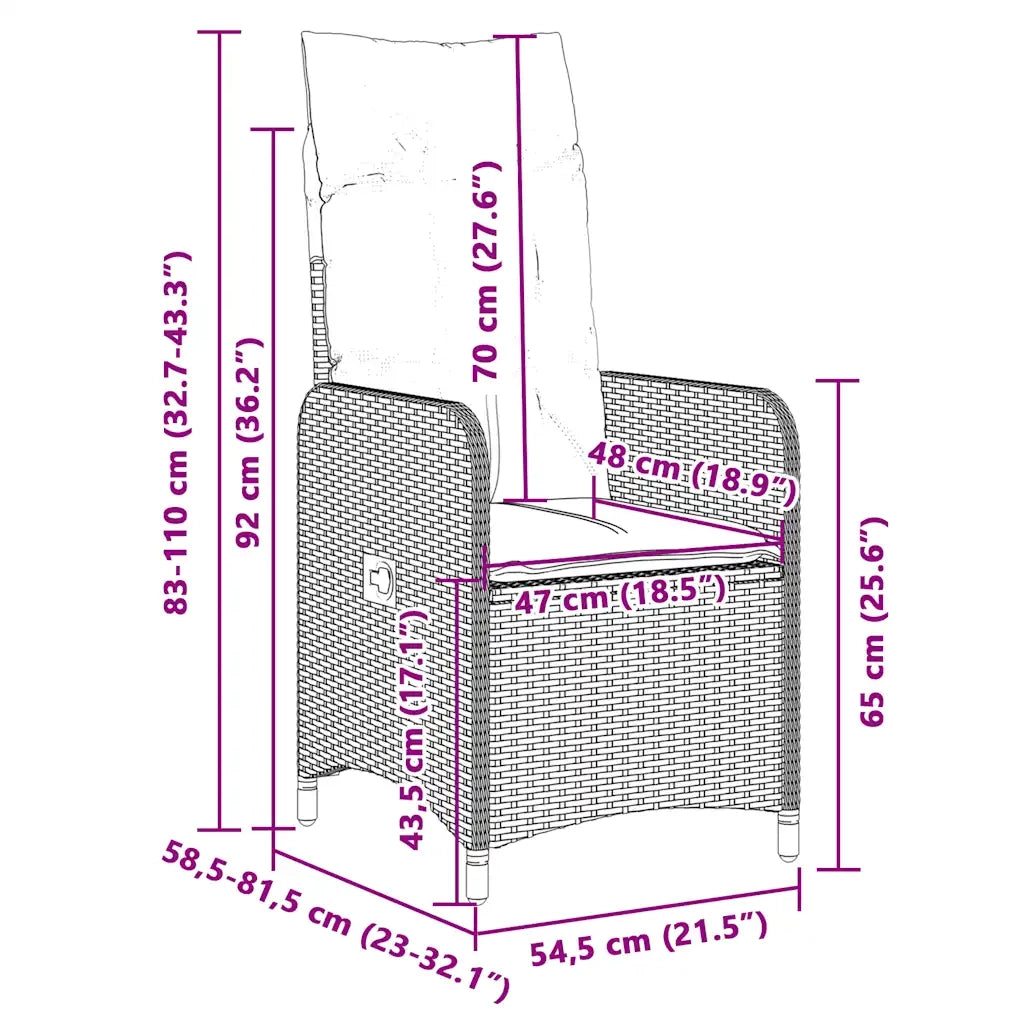 Set Bistrò da Giardino 9 pz con Cuscini in Polyrattan Grigio 3277026