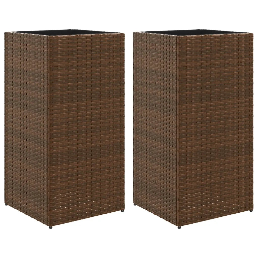 Fioriere da Giardino 2 pz Marrone 40x40x80 cm in Polyrattan 3210520