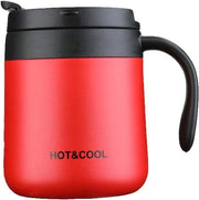 Moka a doppia parete in acciaio inox - 350 ml con tappo e maniglia - Mantiene il contenuto caldo o freddo (rosso)