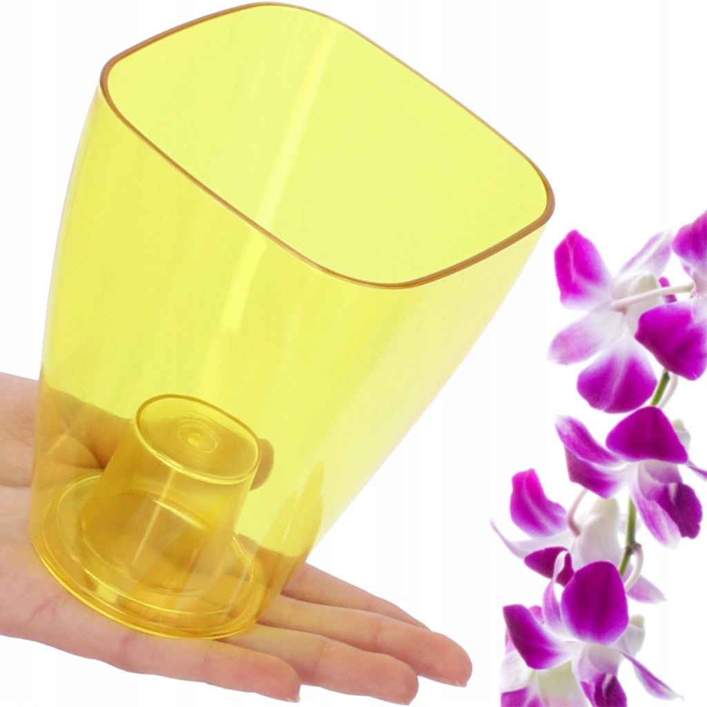 Copertura per vaso da fiori KADAX per orchidee, supporto per fiori, piante in plastica, giallo, tinta unita, 9 cm