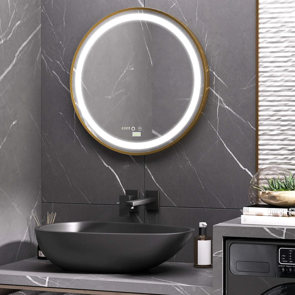 Specchio da Bagno con Luce LED Tattile Regolabile ¨C Xylo ¨C ?60cm Dorato