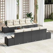 Set Divano da Giardino con cuscino 9 pcs Nero polyrattan