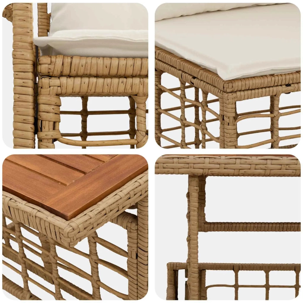 Set Divano da Giardino 6 pz Naturale e Bianco Crema polyrattan 3437978