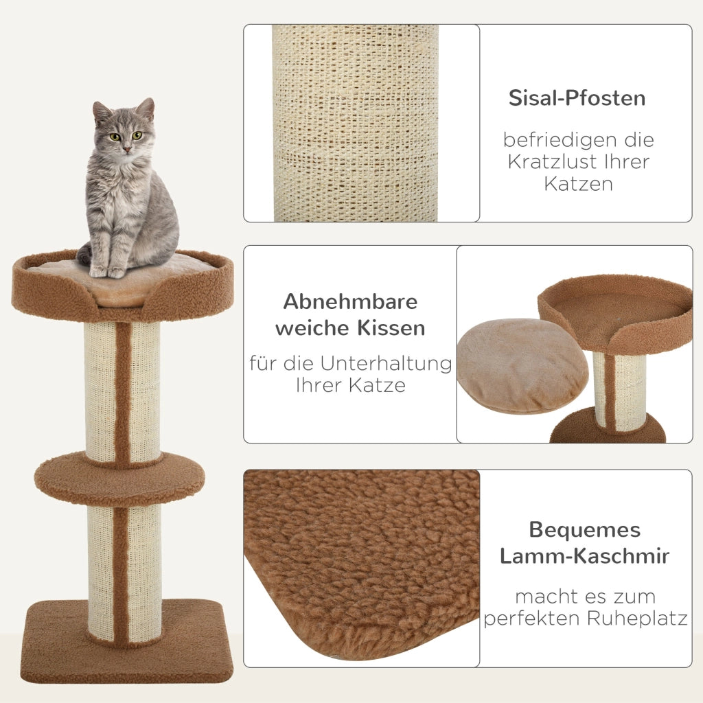 Tiragraffi per gatti 91 cm ¨C Xylo ¨C sisal, piattaforma, cuscino, marrone chiaro
