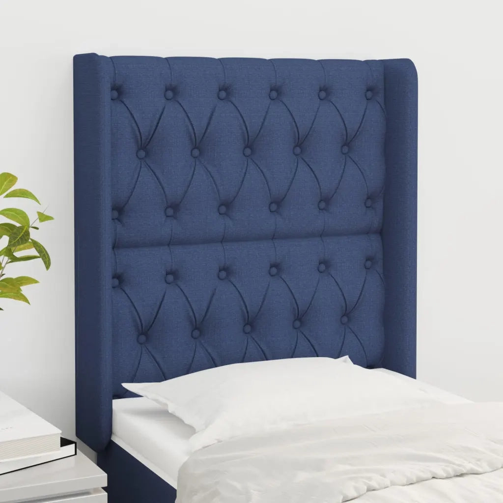 Testiera | Testata ad Orecchio Blu 83x16x118/128 cm in Tessuto