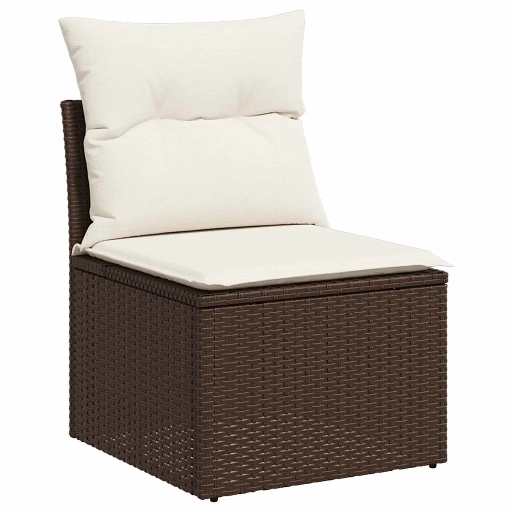 Set Divano da Giardino 9 pcs Marrone e Crema polyrattan 3348974