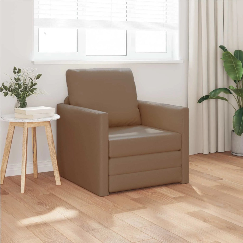 Divano letto | Sof¨¤ letto | Letto singolo 60cm Cappuccino Pelle Artificiale