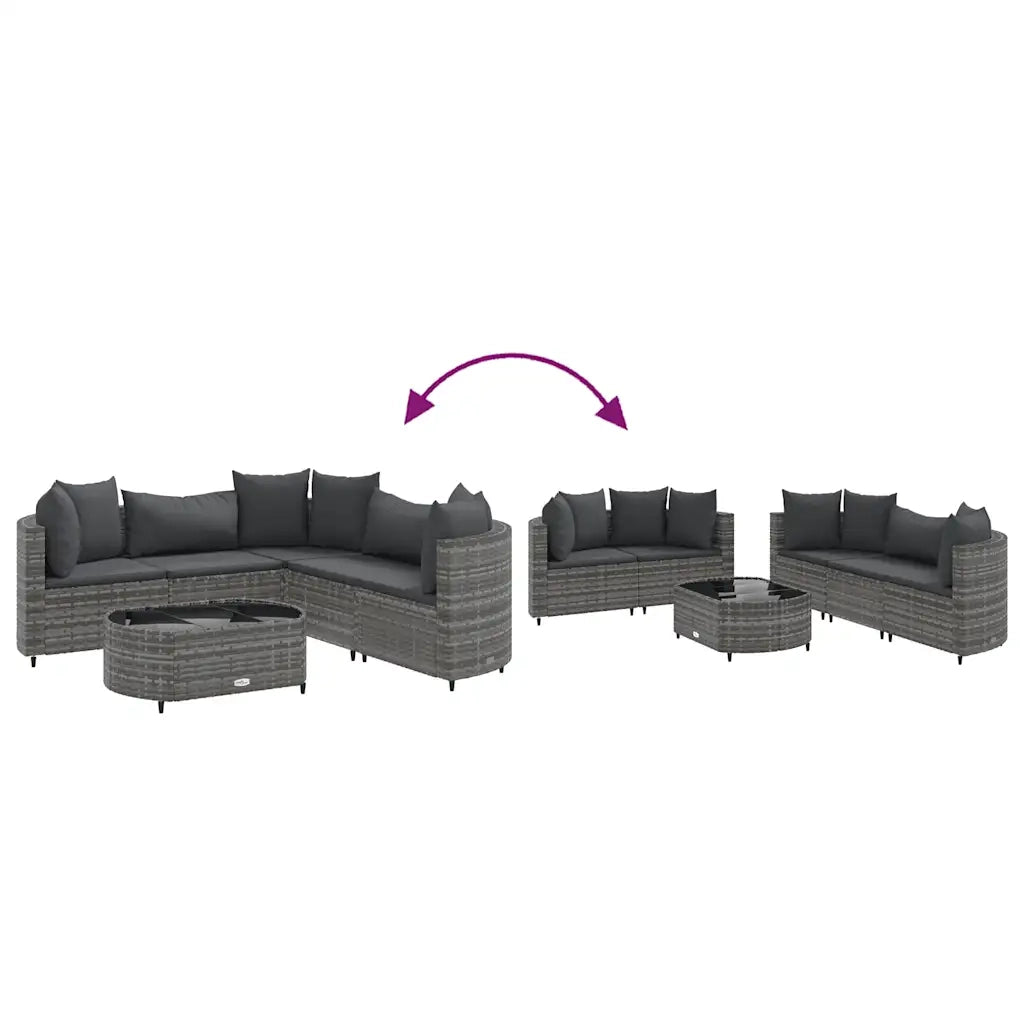 Set Divano da Giardino 6 pz con Cuscini Grigio in Polyrattan