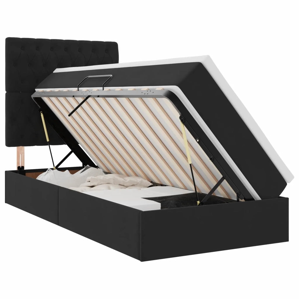 Letto con contenitore e materasso Nero 90 x 190 cm Velluto