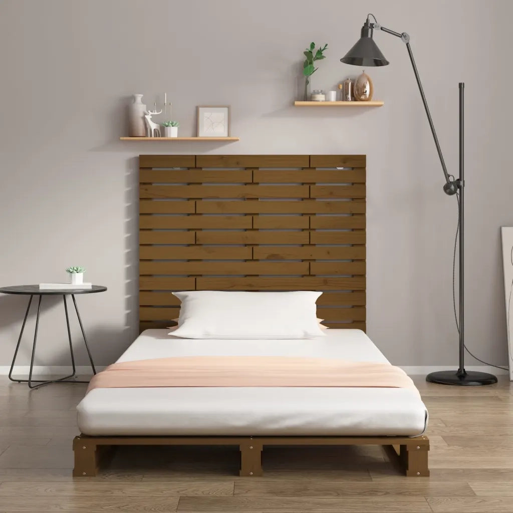 Testiera da Parete-Testiera a Muro-Testata Decorativa ambra 126x3x91,5cm in Legno Massello di Pino