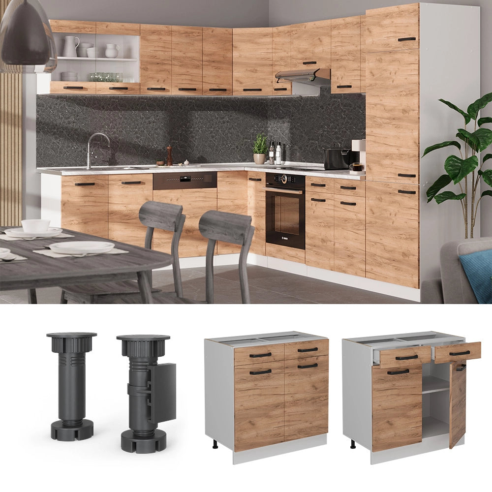 Vicco Mobiletto base per cucina Quercia dorata 80 cm PL Marmo