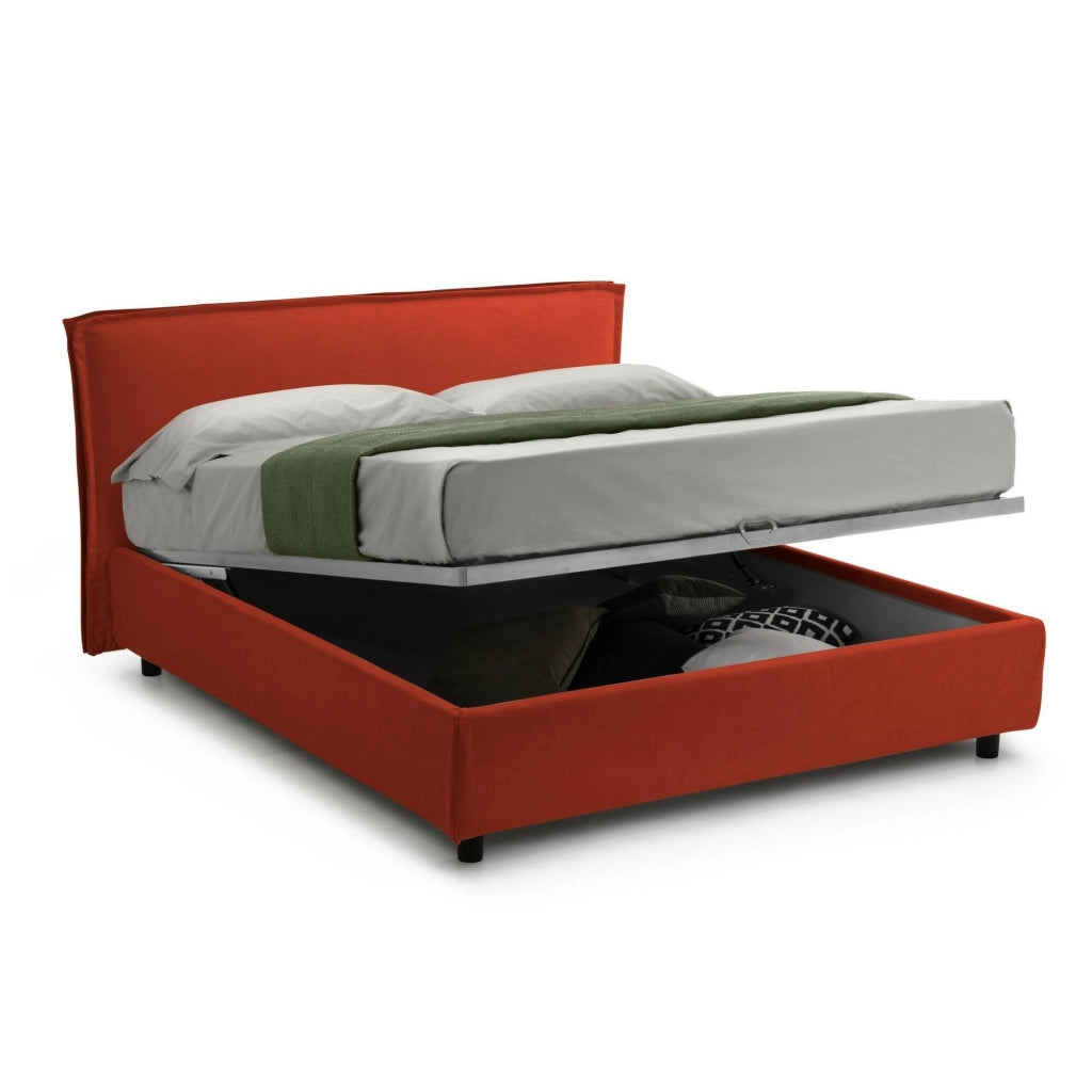 Letto Matrimoniale Brolo, Letto Matrimoniale Sfoderabile Made in Italy, Arancione