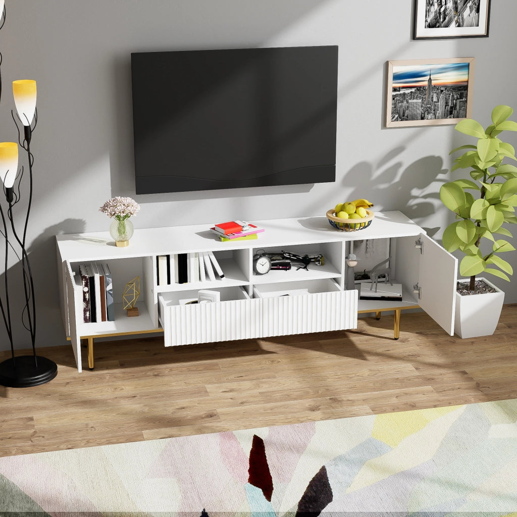 Cassettiera per TV bianca in truciolato lunghezza 165 cm