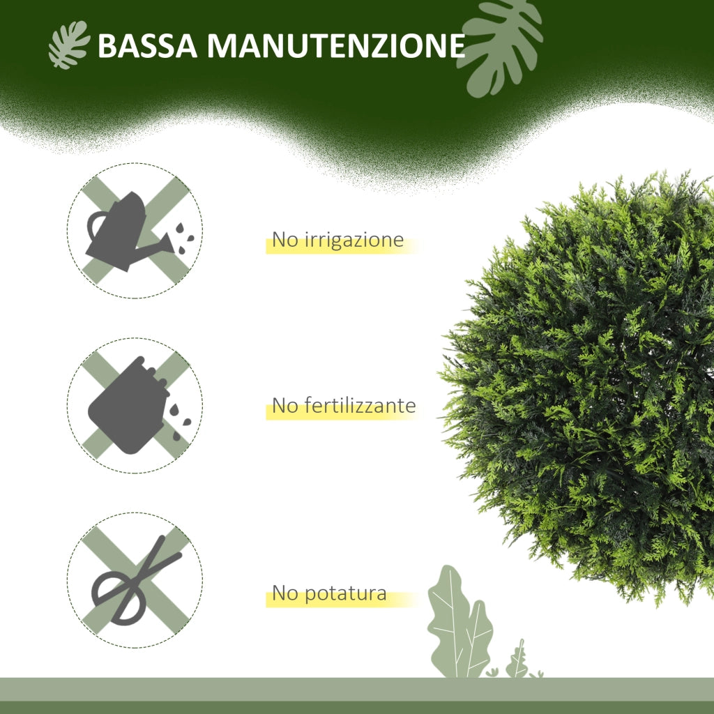 2 Piante Artificiali a Sfera con Foglie di Cedro ¨C Minimal ¨C Verde ?45 cm