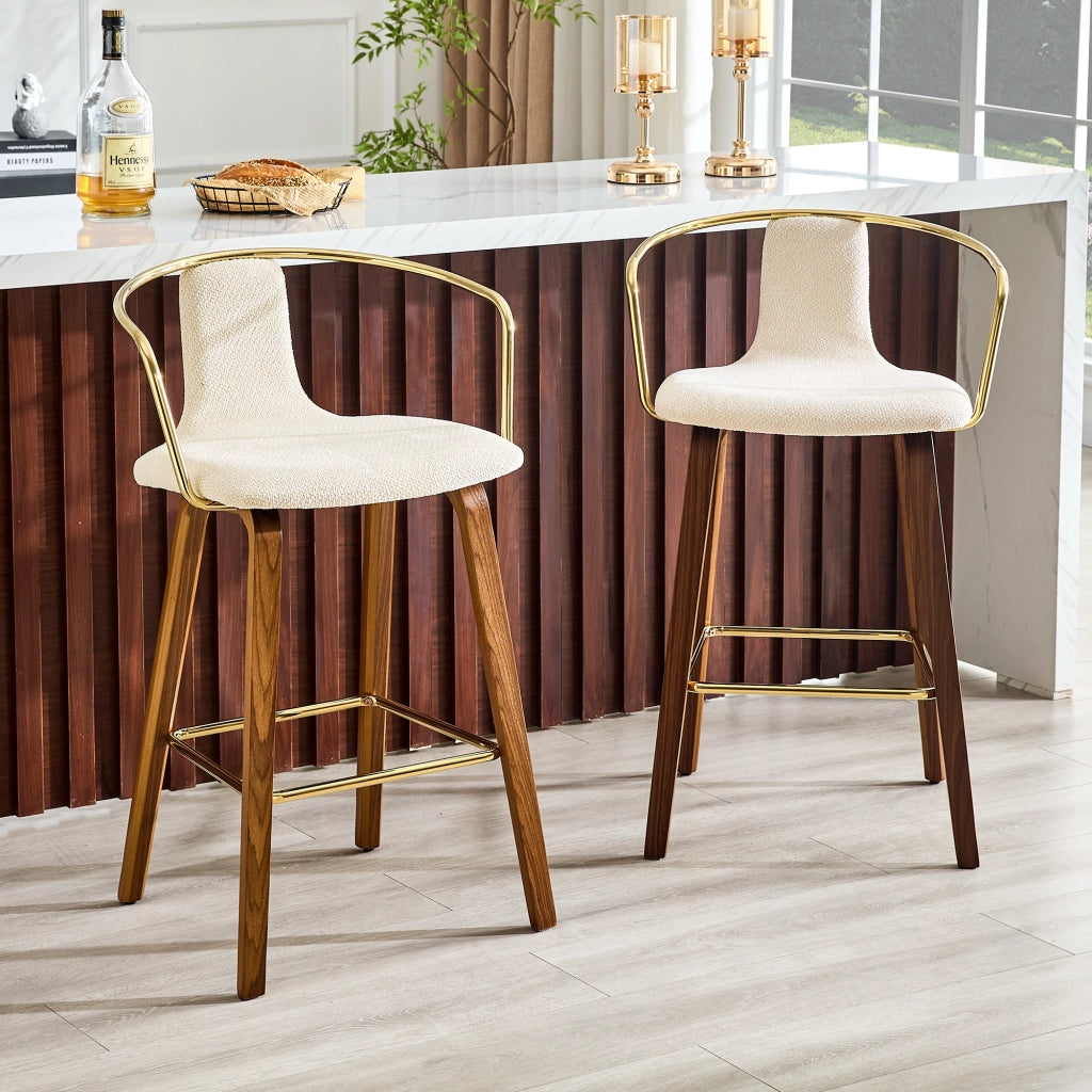 SGABELLO DA BAR Set da 2 pezzi con braccioli, bianco, legno