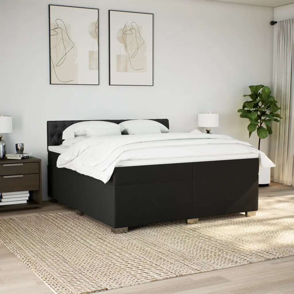 Giroletto a Molle con Materasso Nero 200x200 cm in Tessuto 3288304