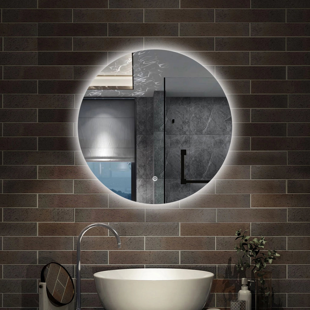 specchio 70 cm rotondo con luce led antiappannamento e touch