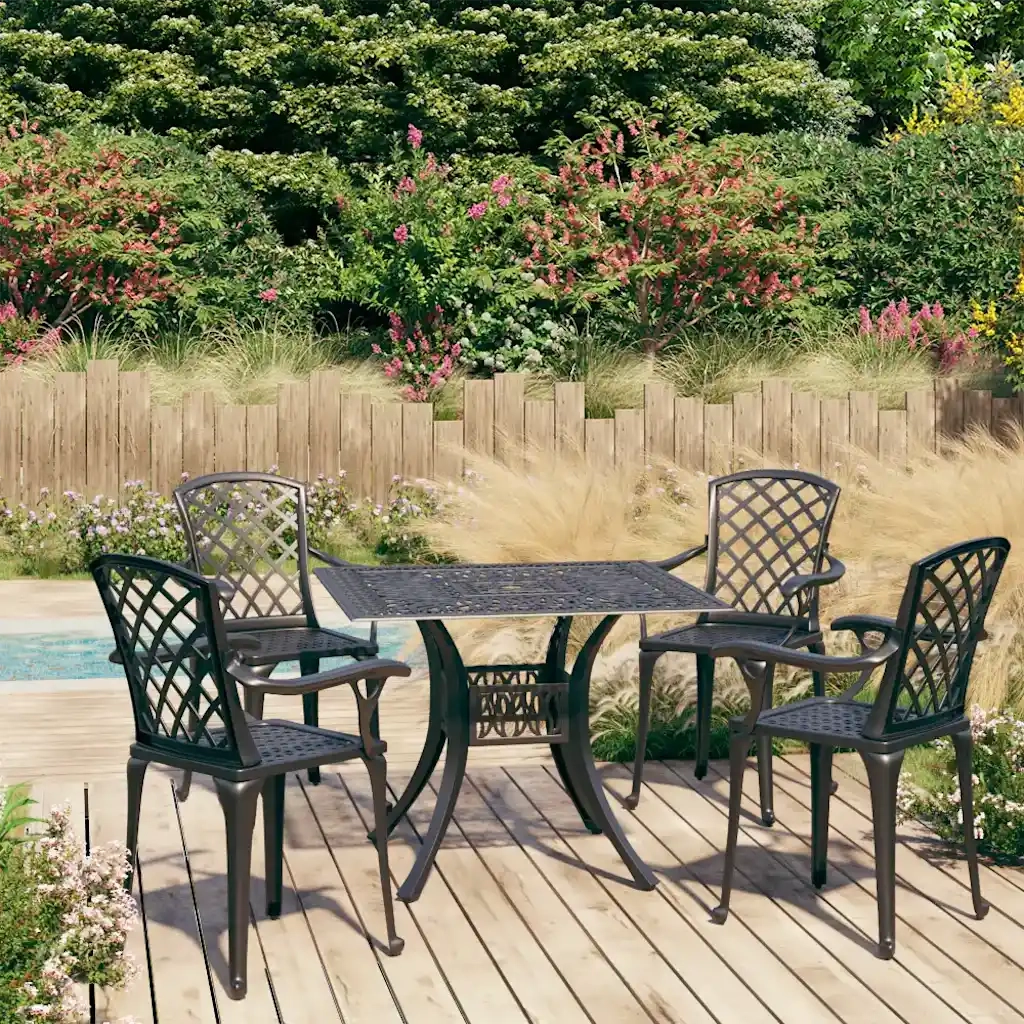 Set da Bistrot 5 pz in Alluminio Pressofuso Nero 3070614