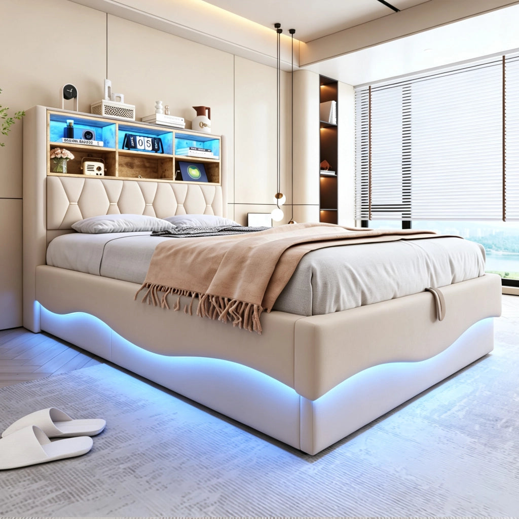 letto imbottito ferro beige 140 x 200 cm
