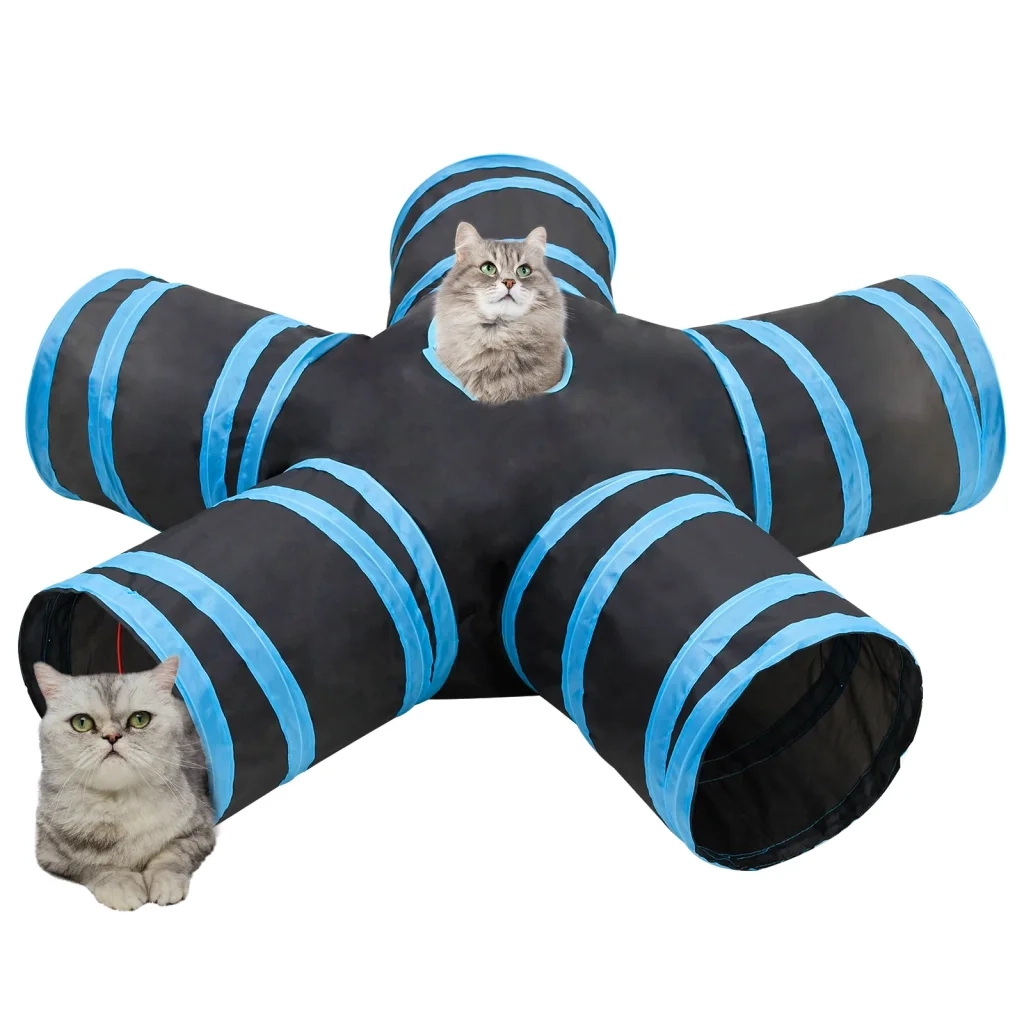 Tunnel per Gatti a 5 Vie Nero e Blu 25 cm in Poliesterecod mxl 104181