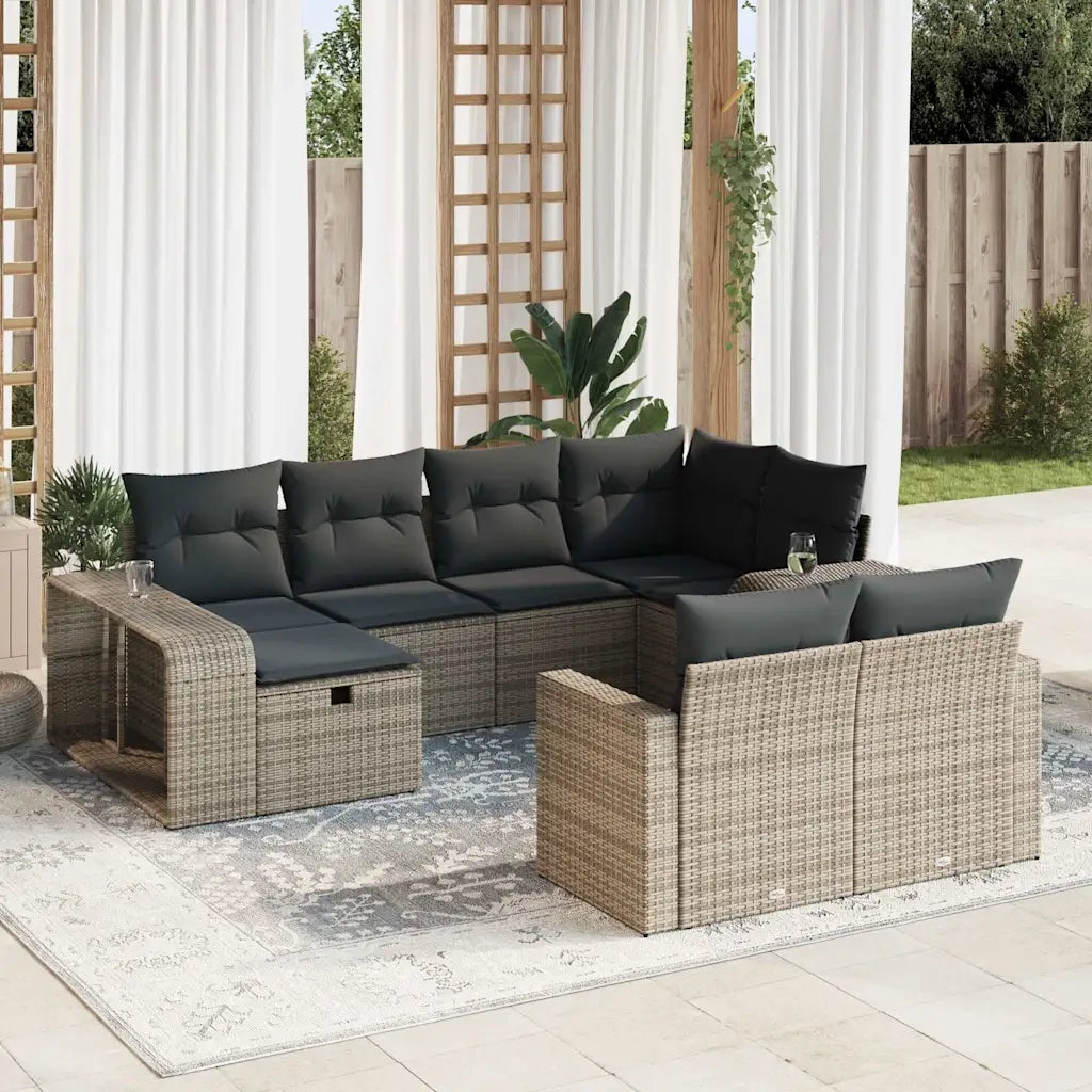 Set Divano da Giardino 10 pz con Cuscini Grigio in Polyrattan 3326064
