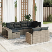 Set Divano da Giardino 10 pz con Cuscini Grigio in Polyrattan 3326064