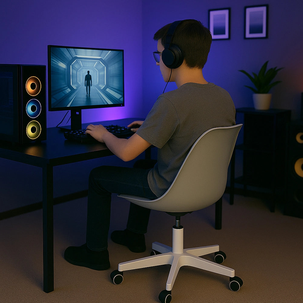 Sedia da Ufficio Full Grigio Poltrona da Studio e Casa Ergonomica con Ruote
