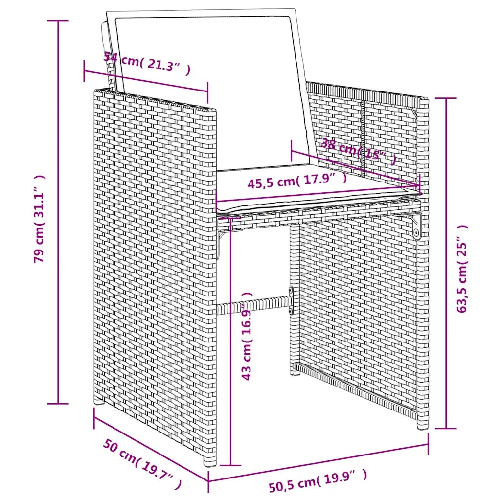 Set da pranzo da giardino da 13 pz con Cuscini in Polyrattan Grigio 3277996